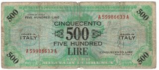 Italy Allied Military Currency Series Of 1943 - A 500 Lire Pick M22a Foreign Note