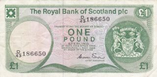 1 Pound Very Fine Banknote From Bank Of Scotland 1986 Pick - 341
