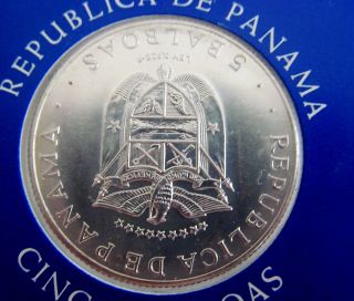 1970 Silver Coin Bu Panama 5 Balboas Commemorative In Orig Pkg 1