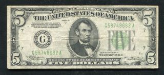1934 - A $5 Five Dollars Frn Federal Reserve Note Chicago,  Il Very Fine