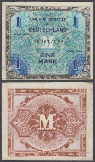 Germany - Wwii Allied Military Currency,  1 Mark,  1944,  Vf,  P - 192 (a)