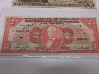 Qty 7 Costa Rica Paper Money Notes And Qty 3 Coins 1967 - 1985