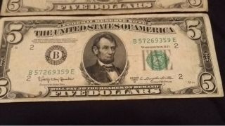 2 old five dollar bills 1950 and 1974 $5 2