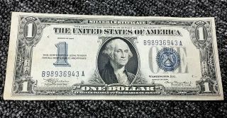 1934 $1 Silver Certificate,  Blue Seal,  Funny Back,  S/n B98936943a