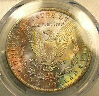 1884 - O Silver Morgan Dollar Bu Pcgs Ms64 Color Toned With Luster In