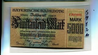 Germany 1922 5000 Mark Currency Note Cu 5942m