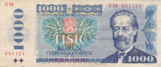 1000 Korun Fine Banknote From Czechoslovakia 1985 Pick - 98