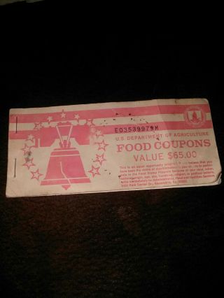 Usda Food Stamp Coupon Booklet Contains 1995b $10.  00 Month Code G