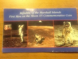 Marshall Islands 5 Dollars,  1989,  20th Anniversary - First Men On The Moon