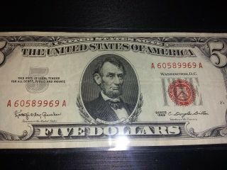 Series 1963 Red Seal United States $5 Five Dollar Bill 2
