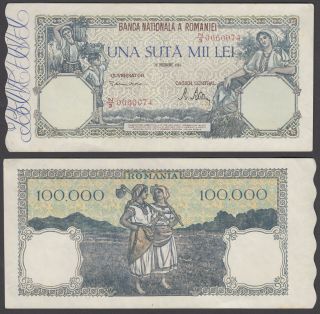 Romania 100000 Lei 1946 (vf - Xf) Banknote P - 58