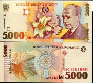 Romania 5000 5,  000 Lei 1998 P 107 Unc