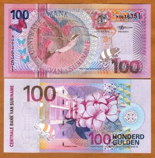 Suriname / Surinam 100 Gulden,  2000,  P - 149,  Unc Colorful