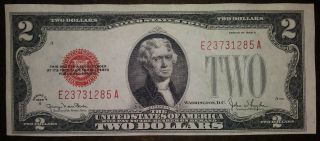 2 Dollar 1928 Red Seal Note.  One Note Circulated.  3 Of 4