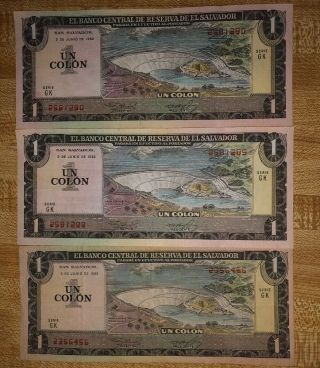 El Salvador 1 Colon Serie Multiple Very Scarce Unc “sellers From Usa”