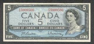 1954 $5.  00 Bc - 39b F - Vf Queen Elizabeth Ii Bank Of Canada Old Five Dollars