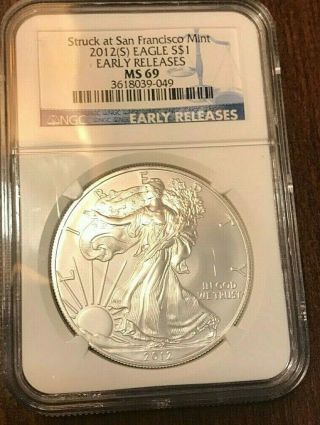 2012s Eagle $$1 Early Releases Ngc Ms69 Silver 1 Ounce