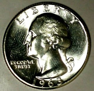 1963 - P 25c Washington Quarter 19urr0206 90 Silver Bu 50 Cents For