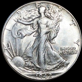 1942 Walking Half Dollar Closely Uncirculated Liberty Silver Collectible Coin Ms