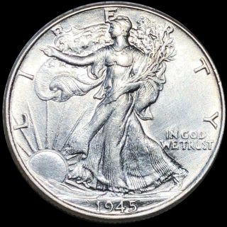 1945 Walking Half Dollar Highly Uncirculated Liberty Silver Collectible Coin Ms