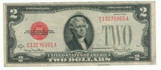 1928 G United States $2 Two Dollar Bill Red Seal Ea Block Currency Note H3276965