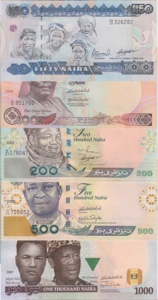 Nigeria Banknote Set 50/100/200/500/1000 Naira Au - Unc We Combine
