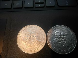 2 - 10 Pesos 1960 150th Anniversary Of The Mexican Indeoendence Coins.  9 Silver
