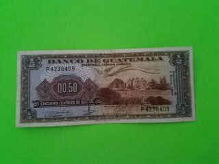 Banco De Guatemala 1/2 Quetzal 1968