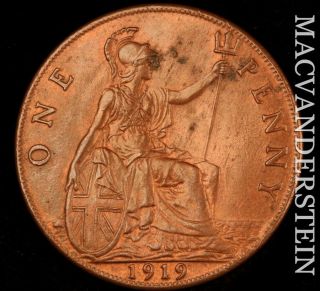 Great Britain: 1919 One Penny - George V - Uncirculated Scarce I4817