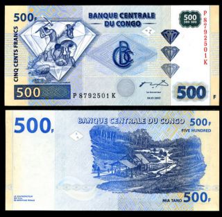 Congo 500 Francs 2002 P 96 Hdm Unc