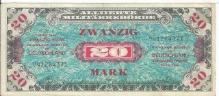 1944 Mpc Military Payment Certificate German 20 Zwanzig Mark Note Deutsche 371