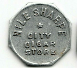 Montpelier In Token - City Cigar Store,  Nile Sharpe - 5¢ - Blackford Co Indiana