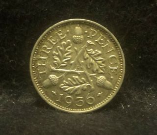 1936 Great Britain Silver 3 Pence,  Km - 831 (gb3)