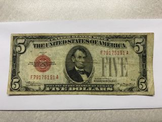 1928 - C United States Note 5 Dollars Circ.  10149
