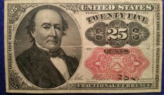 1874 U.  S.  Fractional Currency 25 Cent Note Very Fine