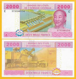 Central African States 2000 Francs Chad (c) P - 608c 2002 Unc Banknote