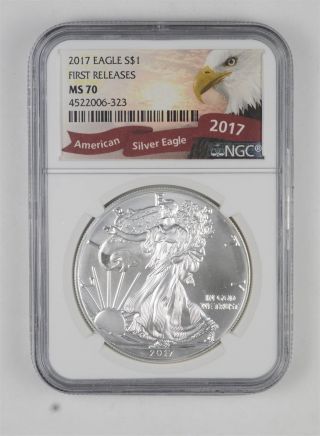 Ms70 2017 American Silver Eagle - Early Releases - Graded Ngc 104