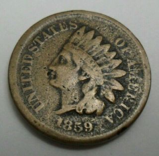 1859 P Indian Head Cent Penny Vg - Very Good