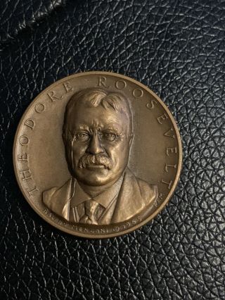Theodore Roosevelt Presidential Solid Bronze Art Medal Medallic Art Co 1 1/2