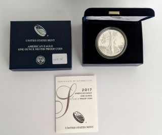 2017 - W Us American Eagle One Ounce Silver Proof Coin W/ Ogp,