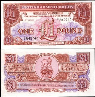 Great Britain 1956,  1 Pound,  British Armed Forces,  Baf Military Note Unc
