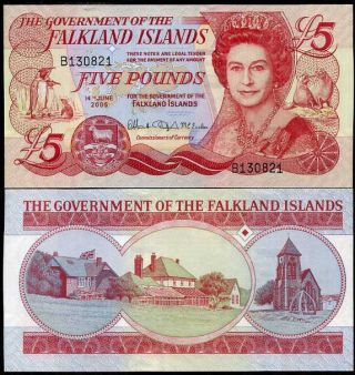 Falkland Islands 5 Pounds 2005 P 17 Qe Ii Unc