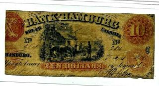$10 (bank Of Hamburg) 1800 " S (south Carolina) " Rough Old Bird " (bank Of Hamburg)