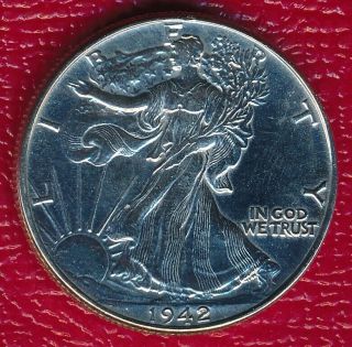 1942 Walking Liberty Silver Half Dollar Polished Brilliant Uncirculated