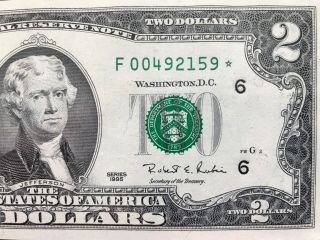 Star Note 1995 $2 Two Dollar Bills (atlanta F),  Uncirculated