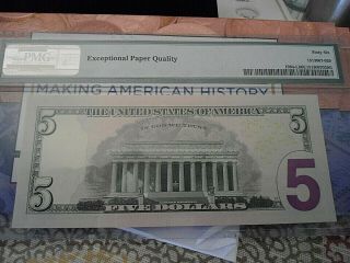 2009 $5 Federal Reserve Note From 2012 Coin and Currency Set PMG66 EPQ 2