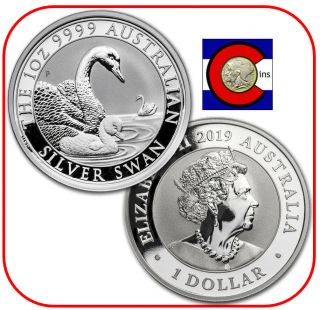 2019 Australia Silver Swan 1 Oz Coin - Bu Direct From Perth Roll