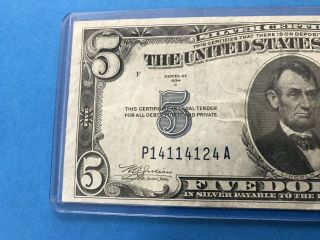 1934 C Blue Seal $5 Five Dollar Silver Certificate 4
