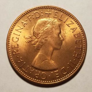 1967 Dei Gratia Regina Fd Penny With Queen Elizabeth Ii & Britannia On Reverse