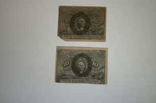 Pr Civil War Dated 1863 United States Fractional Currency Notes 25 & 10 Cents